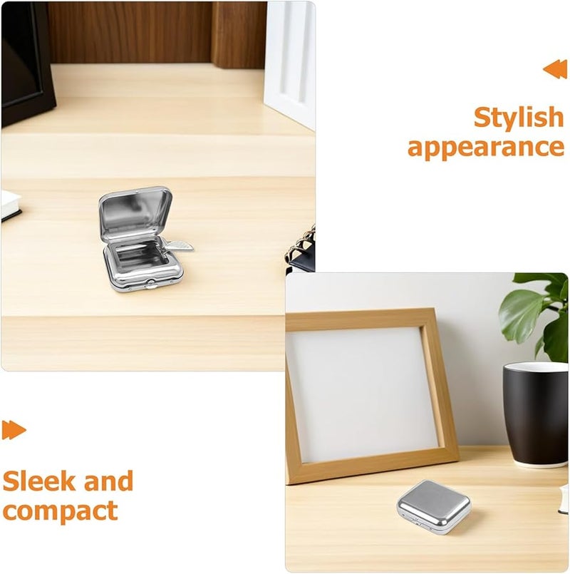 علبة سجائر محمولة صغيرة من الفولاذ المقاوم للصدأ 4 قطع مع غطاء مدمجة صديقة للسفر - Image 3